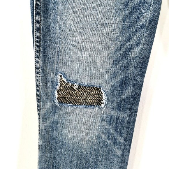 White House Black Market High Rise Straight Jeans Sz 2 Petite(2P) Beaded - Picture 4 of 16